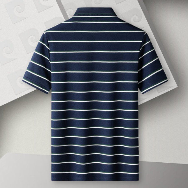 Pierre Cardin Men's Blue & White Striped Cotton-Poly Polo P73113071A56